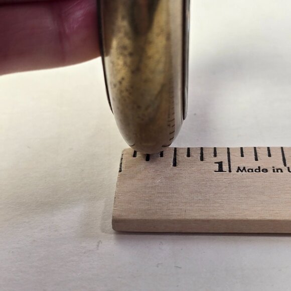 Vintage Brass Bangle Bracelet Heavy Dome Boho Mid Century 8.5 inch Retro READ - Picture 10 of 10